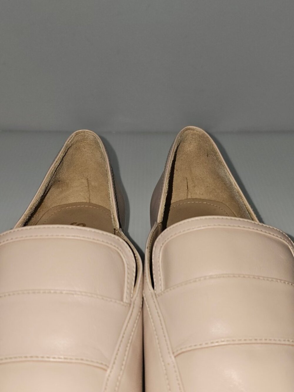 Schutz Maurice Penny Loafer Flats Womens 10 Beige Nappa Leather Minimalist NEW - Picture 7 of 14